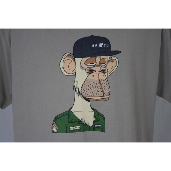 NWOT BAYC Bored Ape Yacht Club No BOunderies Oversized Beige T-Shirt M - Picture 2 of 4